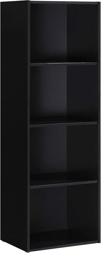 Hodedah 4-Shelf Bookcase in Black