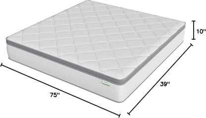 Novilla Twin Mattress - 10 Inch Hybrid Design for Kids | Pocket Innerspring Pillow Top for Comfort & Support