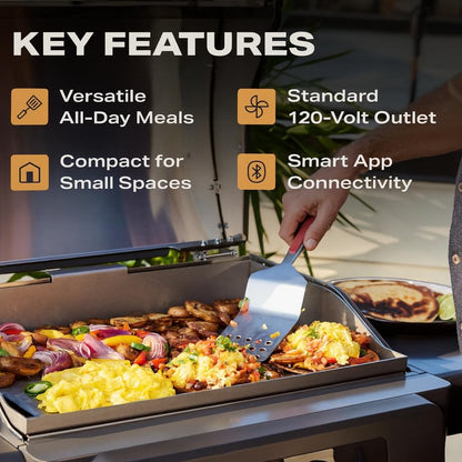 Current® Model G Griddle, Smart Electric Outdoor Flat Top BBQ Grill with 200°F to 600°F Range for Searing & Roasting, Digital Precision, Apartment-Friendly & Weather-Resistant, Slate