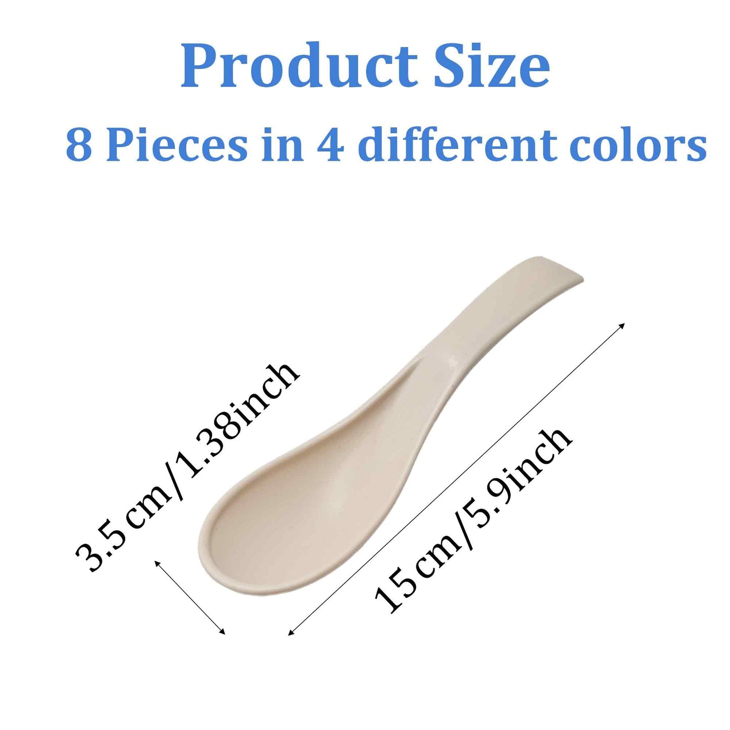 bociloy 8PCS 5.9 Inch Wheat Straw Soup Spoons, Colorful Unbreakable Plastic Meal Dinner Soup Spoons, Portable Lightweight Cereal Spoon for Family Kitchen, Microwave Dishwasher Safe