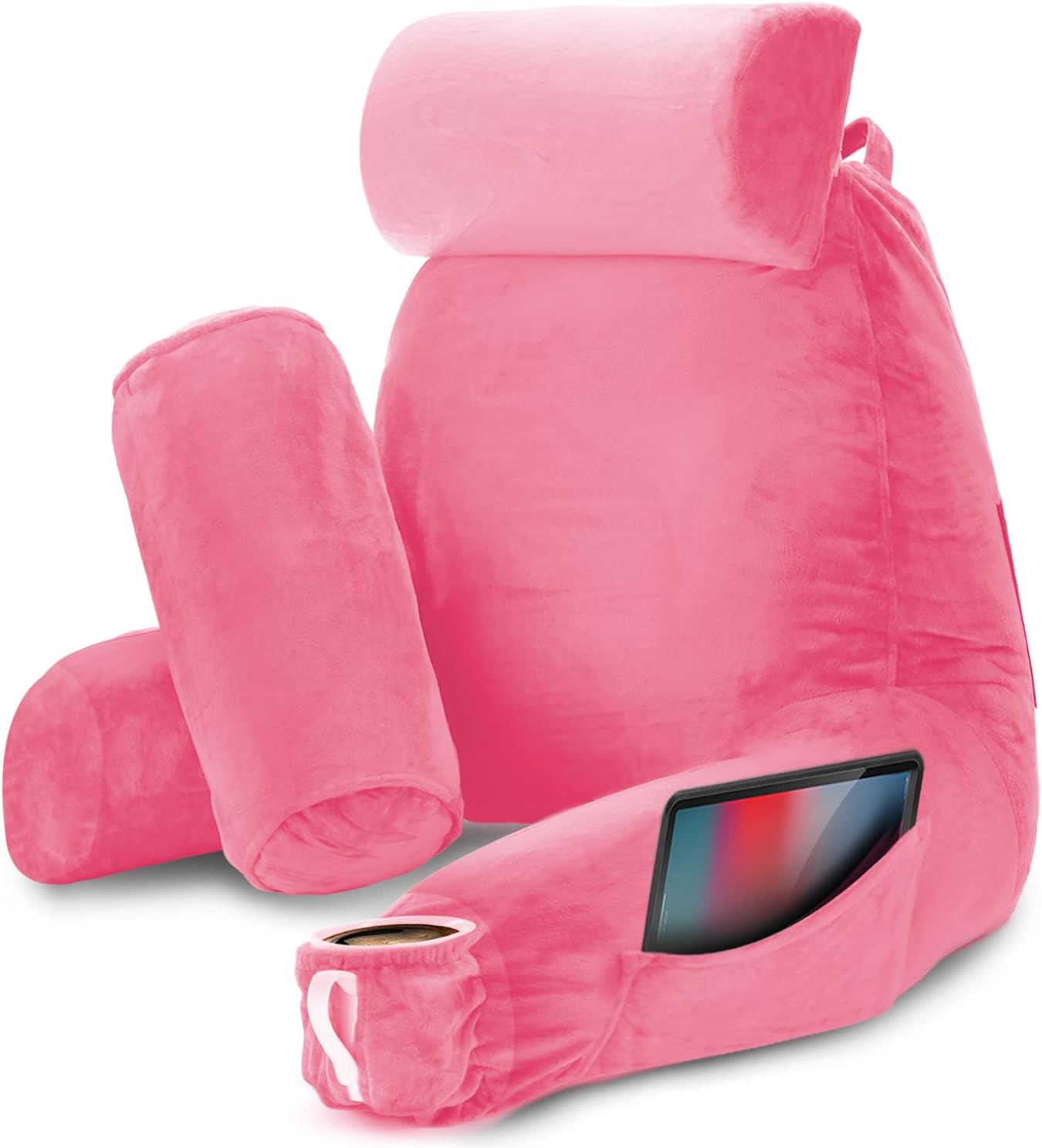 2 Nestl Reading Pillow with Shredded Memory Foam Includes Neck and Lumber Support Pillows, Designed for Sitting Up