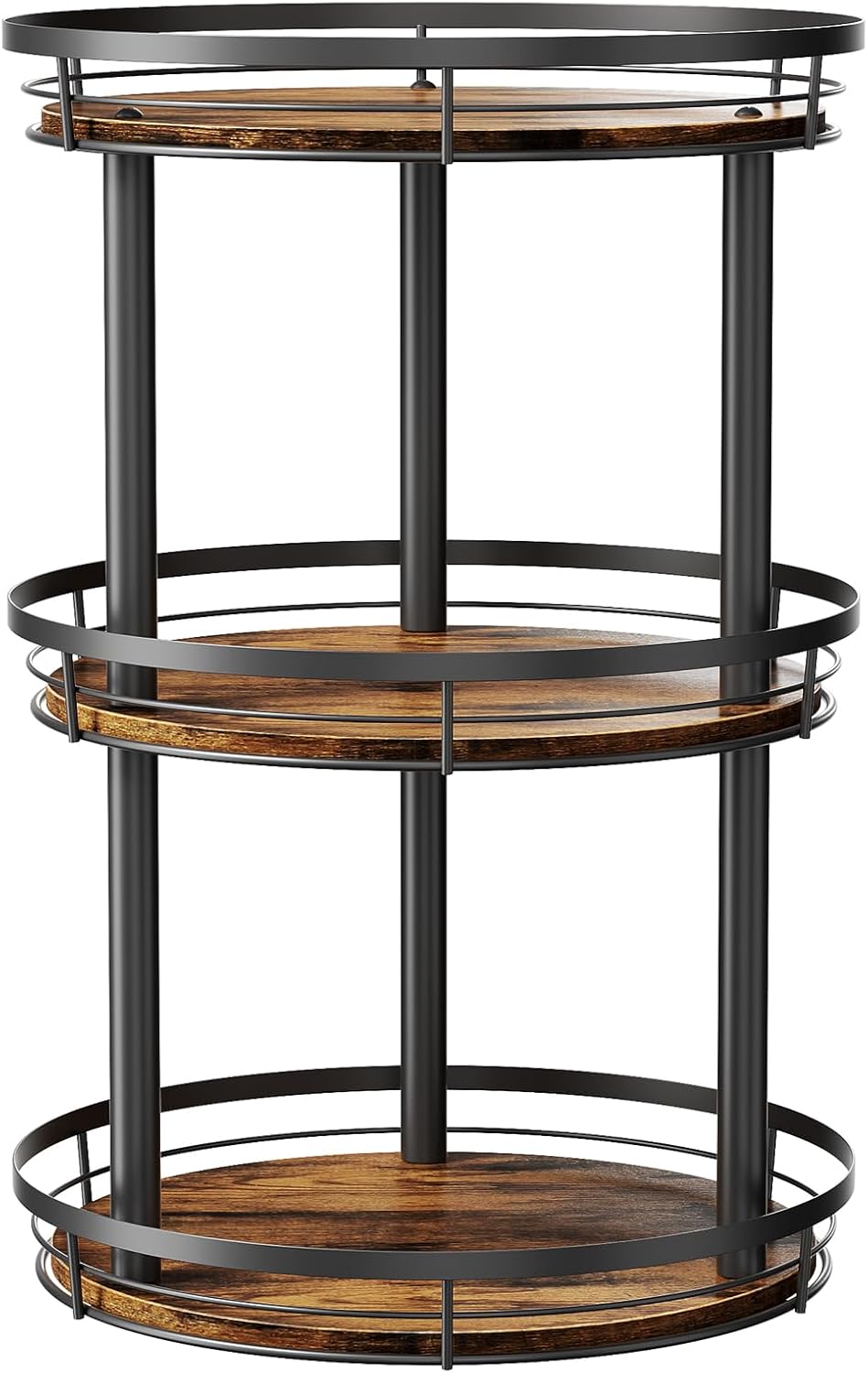 12'' 3 Countertop, LAMU Wood Lazy Susan Spice Rack Organizer, Tier Spice Organization for Cabinet, Kitchen, Table Top