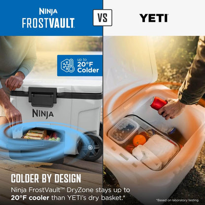 Ninja FrostVault | 65qt Wheeled Cooler with Cold Dry Zone | Integrated Fridge-Temp Dry Storage Drawer | Premium Heavy-Duty Insulated Cooler | Keeps Ice Cold for Days | Smokey Mauve | FB265MV