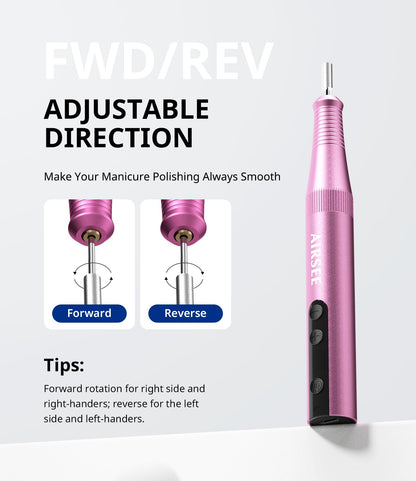 AIRSEE Pro 25000RPM Nail Drill - Cordless Rechargeable Efile for Acrylic, Dip Powder & Gel Nails, Salon & Home Use with Bits & Sanding Bands