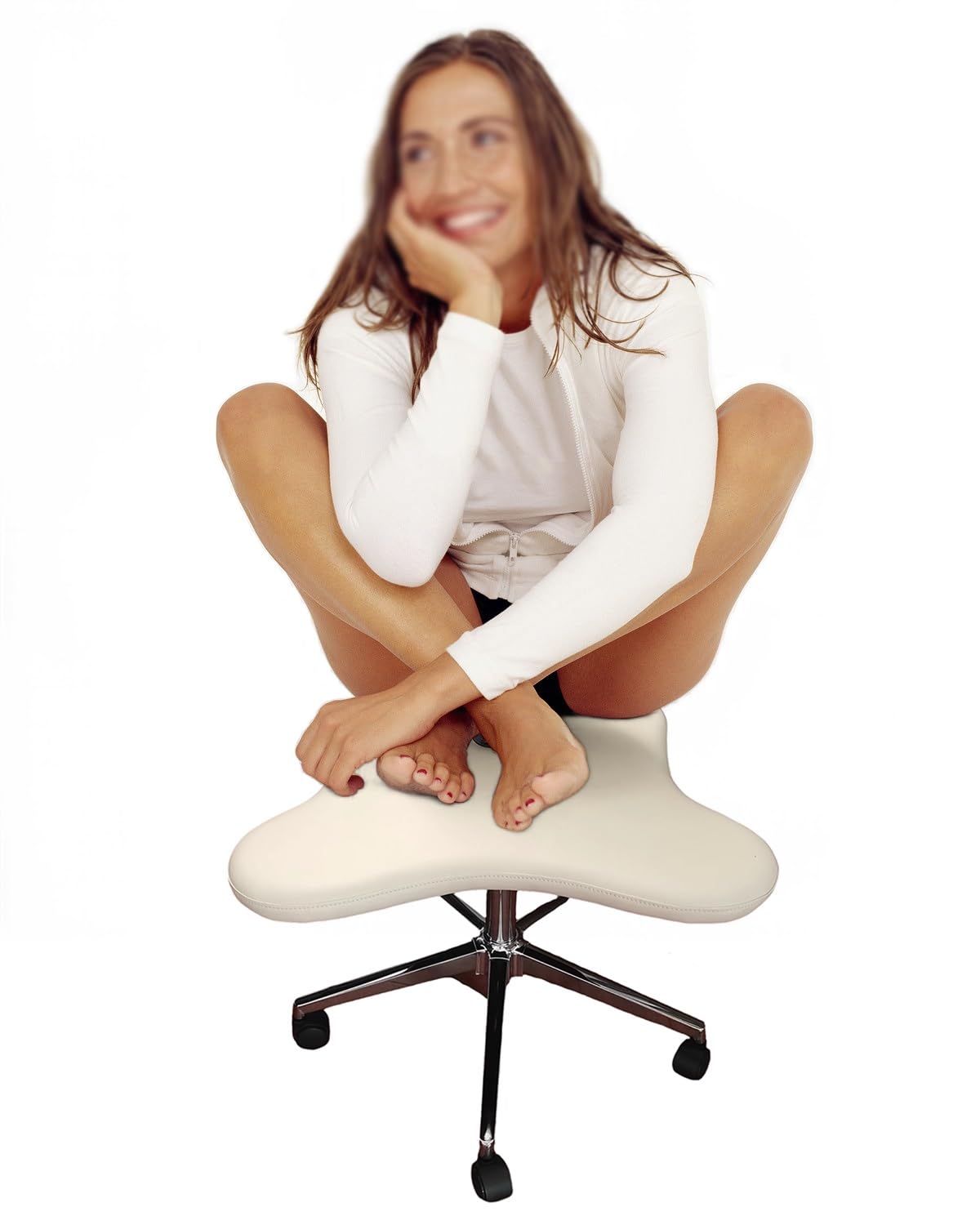 Cross Kneeling Meditation Chair，Ergonomic Office Chair Cross Legged Office Chair Swivel Kneeling Chair Ergonomic for Office, 24 x 28 Inch Wide Seat, Armless Cross Legged Stool for Home Bedro