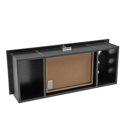 Generic Classic Wall-Mounted Styling Barber Salon Station Locking Cabinet Storage Equipment, Black
