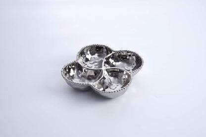 Pampa Bay Verona Porcelain 4-Section Bowl, Silver