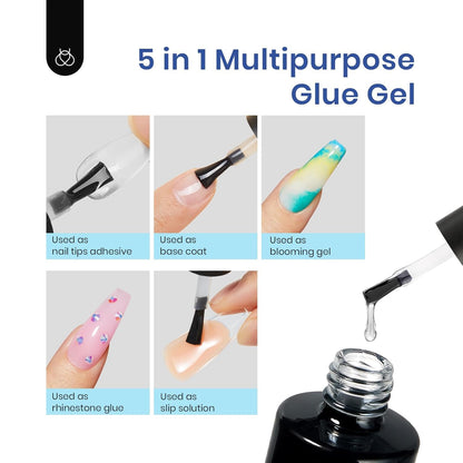 Beetles Gel Nail Extension Kit Almond Shape, Easy 9 in 1 Glue Uv Led Set Etch X Nail Tips Short Almond Half Matte Tips, Gift for Women & Girls, 504 pcs