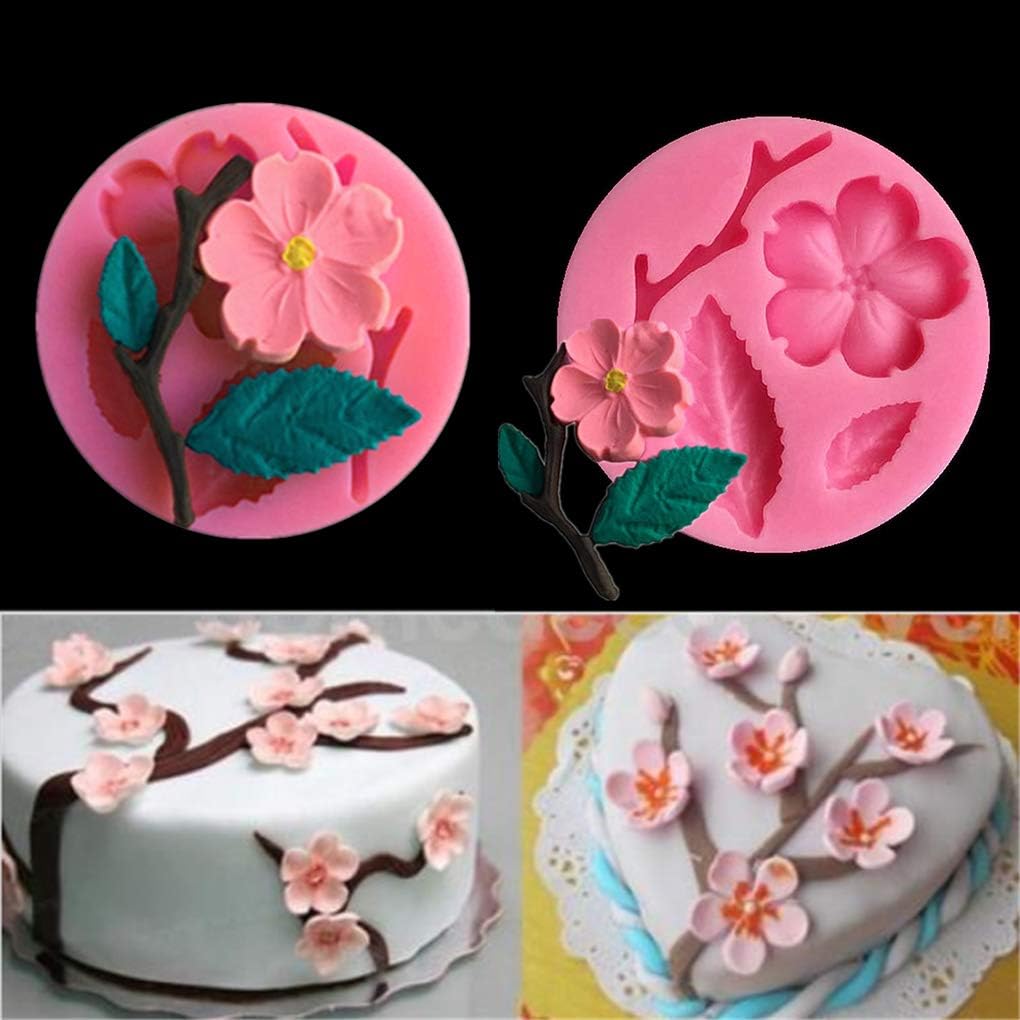 Rolin Roly Fondant Flower Mold, 3D Silicone Mould for Peach Leaves, Mini Cake Decoration Accessories
