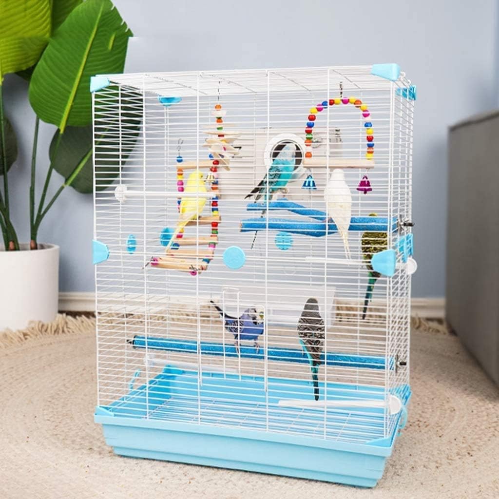 Professional Birdcage Pet Supplies Bird Carrier Gardening Decor Parrot Cages for Large Birds,Decorative Bird Cages Home Decor,Large Household Bird Cage,Luxury Pet Bird Villa(Blue C)