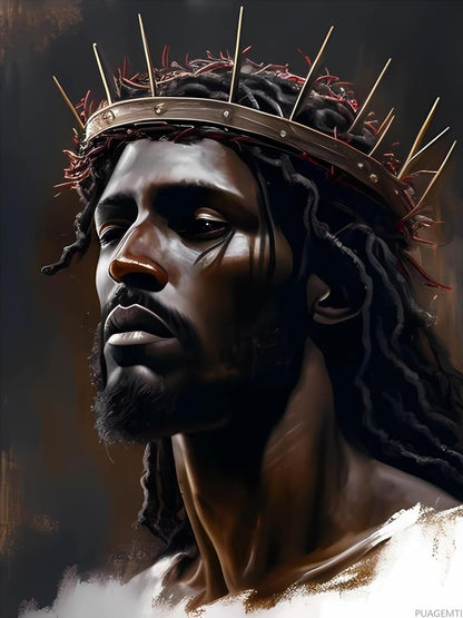 PUAGEMTI Black Jesus Diamond Painting Kits, Full Round Diamond Art Kits for Adults 5D Jesus Diamond Art, Personalized Gifts for Family and Friends Room Wall Decor 12x16 Inch