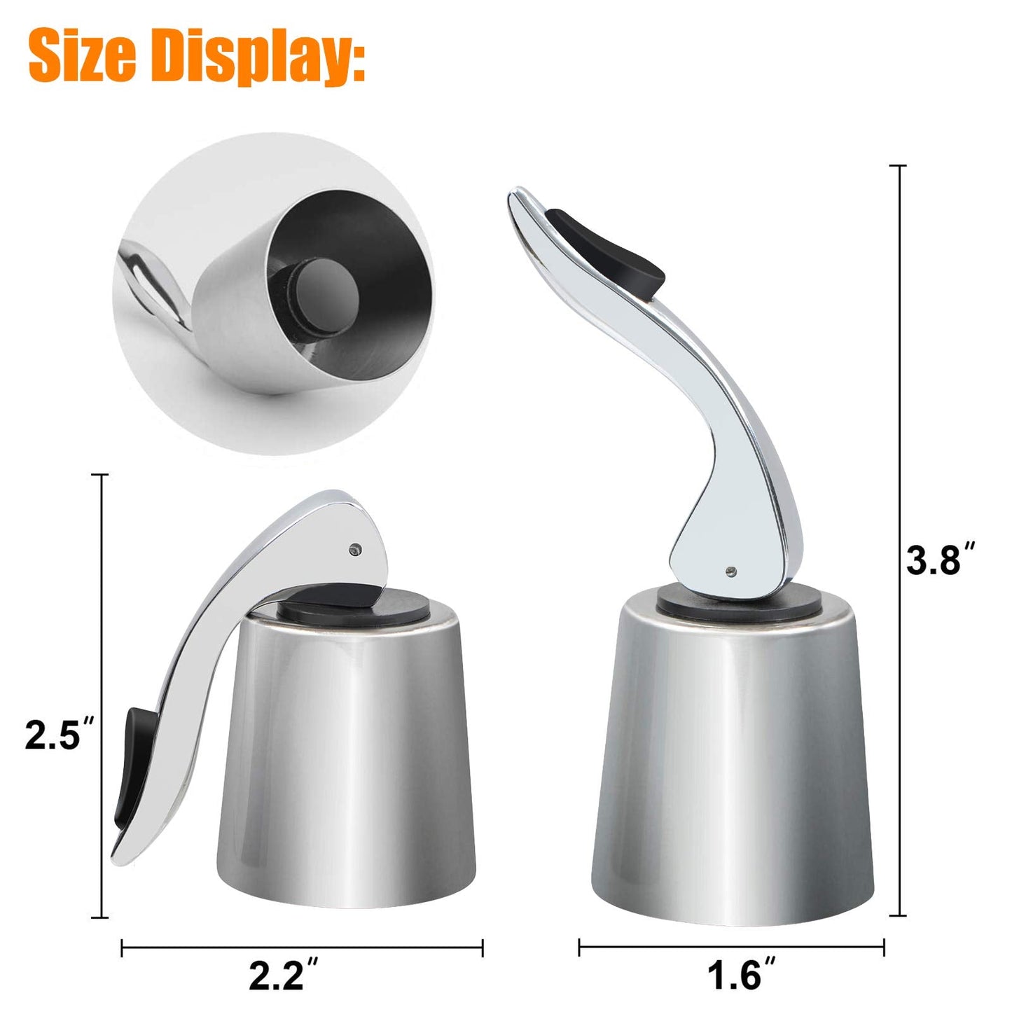 BGMAXimum 3 Pack Stainless Steel Wine Stoppers, Reusable Wine Bottle Stopper Sealer with Silicone Plug, Beverage and Wine to Keep Fresh, Ideal Gift for Wine Lover