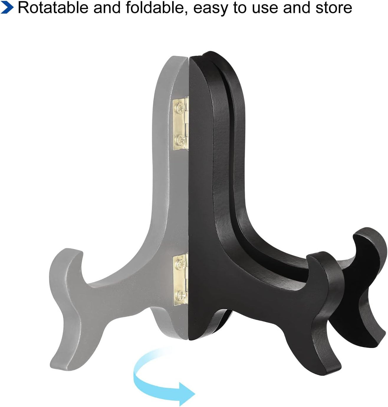 uxcell 5pcs 4" Black Wooden Folding Easel Plate Holders for Decorative Picture Frame Display