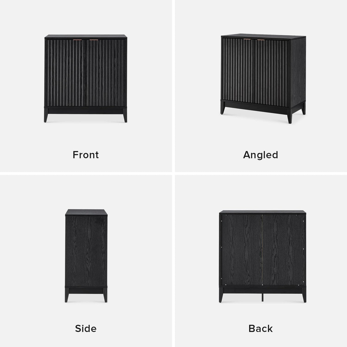 mopio Brooklyn Fluted Storage Cabinet, Modular Accent Buffet Sideboard with Adjustable Shelf, FSC Certified 50lb Load Modern Farmhouse Wood Credenza for Dining, Living Room, Entryway (Black, Single)