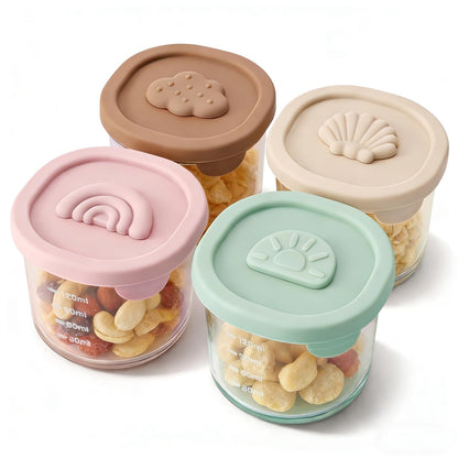 Baby Food Containers with Lids Silicone Baby Food Storage Containers for Infants & Toddlers, Leakproof Freezer-Safe Reusable Baby Food Jars for Breastmilk & Solid Foods, 4oz Silicone Containers, 4PK