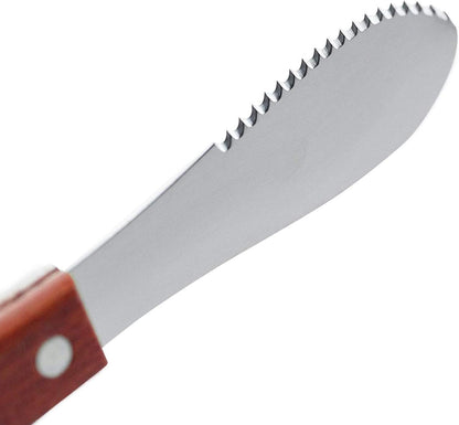 Wall2Wall Stainless Steel Straight Edge Wide Butter Spreader Deluxe Kitchen Tools, Wood Handle, 8” (4)
