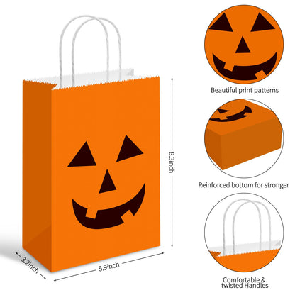 YE 12 PCS Halloween Pumpkin Gift Candy Bags with Handle Trick or Treat Bags Party Favor for Halloween Party Decorations