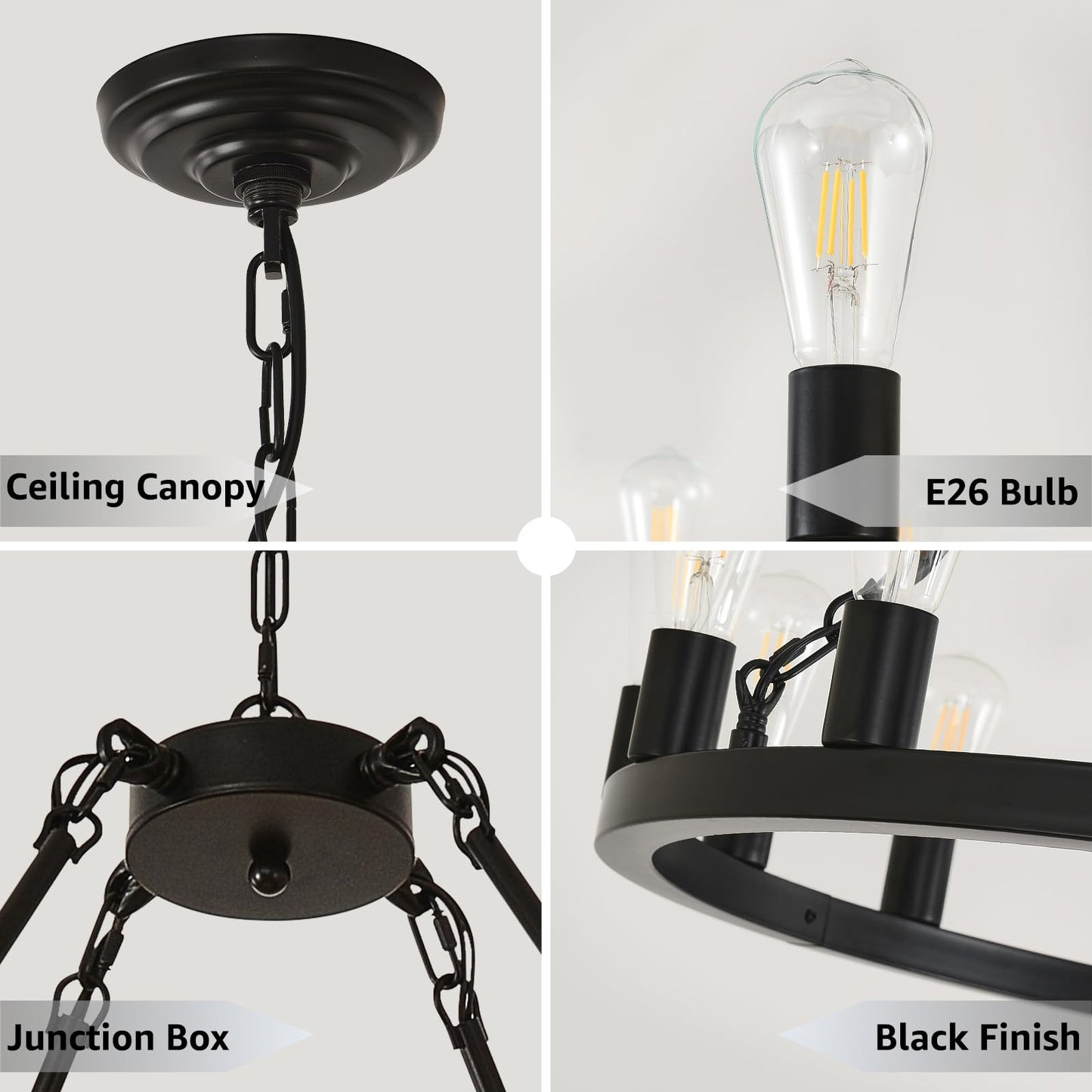 NILSE 2-Tier 48" Black Wagon Wheel Chandelier, 40-Light Extra Large Chandeliers for High Ceilings, Rustic Farmhouse Light Fixture for Living Room Stairs Foyer Entryway, E26