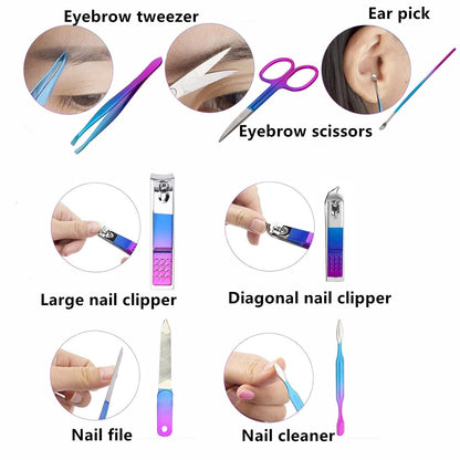 Manicure Set Nail Clipper Set Men Women Nail Clippers Toenail Fingernail Cutters Personal Care Tools Manicure Pedicure Tools with Travel Case Grooming Kit Present for Men Women Family Friends