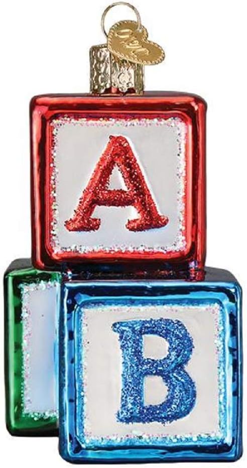 Old World Christmas ABC Blocks Blown Glass 2020 - Unique Christmas Ornaments for Tree Decorations