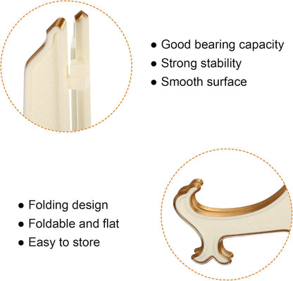 PATIKIL 4" Acrylic Decorative Plate Stand Holder, 2 Pack Foldable Picture Easel for Photos, Cards, White Gold