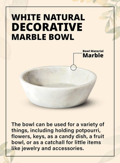 Serene Spaces Living White Marble Bowl - Decorative Multi-Purpose Catchall for Home Decor, Measures 2.25" Wide