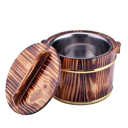 GANAZONO 1 Pc Cask Rice Cask wooden rice tub Sauna Bucket wooden steamer bowl Storage Bucket sushi kit tofu chinese practical barrel stainless steel heater Multifunction
