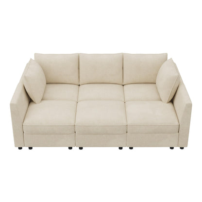 HONBAY Modular Sofa Sectional Sleeper Couch with Storage Modular Couch Convertible Couches for Living Room - Beige