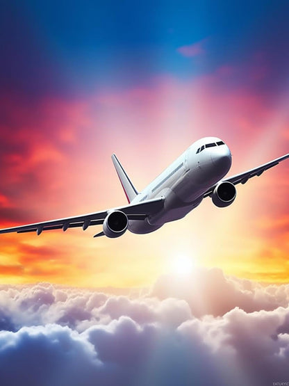 DIY 5D Diamond Painting Kits for Adults Airplane in Flight in The Sky at Sunset Airplane Diamond Painting Diamond Art Kits Gem Art Kits for Gift Home Wall Decor 12x16 inch