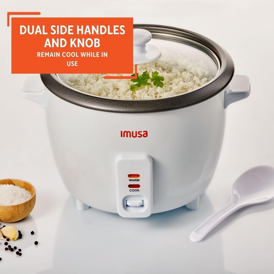 IMUSA USA GAU-00012 Electric Non-Stick Rice Cooker, 5-Cup (Uncooked) 10-Cup (Cooked), White