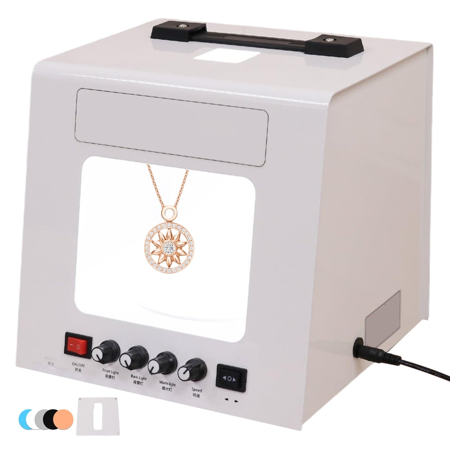 Pro Jewelry Photography Light Box Kit 3000-5500K with Adjustable Turntable, Premium Photo Studio Setup for Stunning Gemstone & Jewelry Images, Customizable Speed & Color Temperature(Tb20)