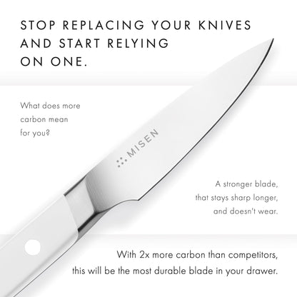 Misen 3.5" Paring Knife – Precision High-Carbon Stainless Steel Blade – Ergonomic Handle for Peeling, Trimming, and Slicing – Lightweight, Versatile Kitchen Tool for All Culinary Tasks - White