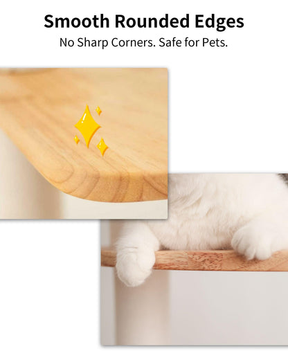 PETTIFUL Wood Cat Tree for Large Cats, 62-Inch Tall Modern Cat Tower with Condo & Scratching Posts - Easy to Clean, Heavy-Duty, Furniture-Grade Design for Stable Climbing, Eco-Friendly (White 62'')