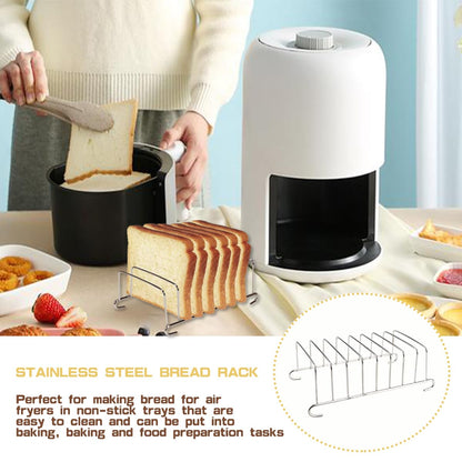 LNQ LUNIQI 2Pcs 8 Slice Toast Bread Rack Stainless Steel Toast and Bread HolderBreakfast Loaf Stand Cooling Grid Bread Rack Air Fryer Accessories