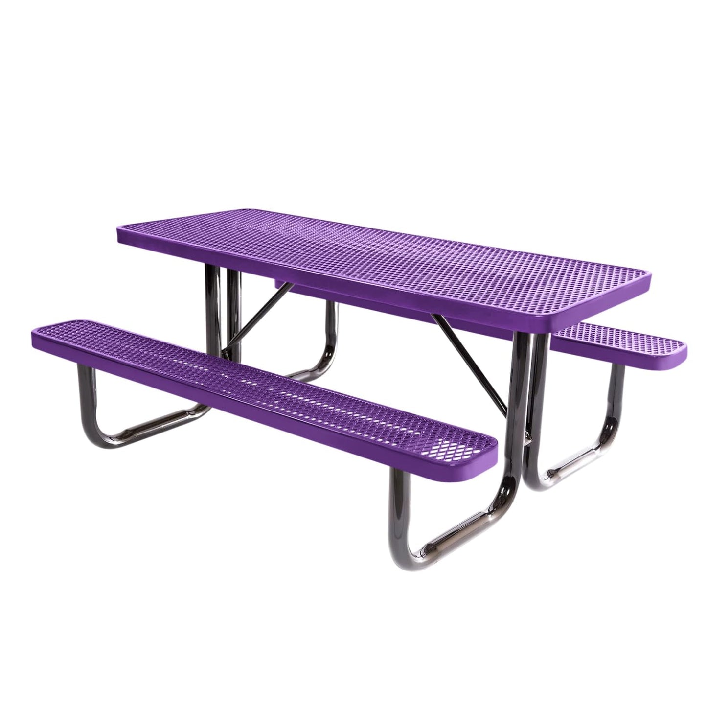 COATEDOUTDOORFURNITURE Heavy-Duty Portable Outdoor Picnic Table, Thermoplastic Coated Expanded Metal Commercial-Grade Patio Dining Furniture Made in America (6ft Rectangular, Purple)