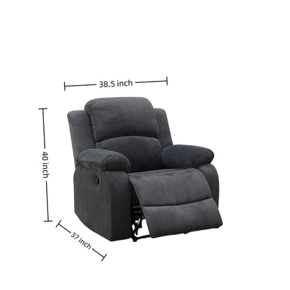 Trygoal Manual Recliner Chair, Nursery Rocking Chair, Corduroy Recliner Chair for Adults, Lazy Boy, Gaming Recliner wih Overstuffed Arms, Suitable for Home Theater, Living Room, Bedroom, Dark Grey