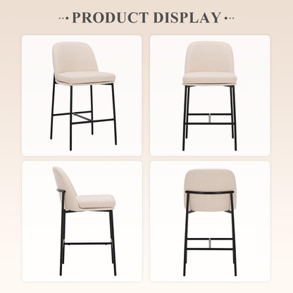 COLAMY Counter Height Bar Stools Set of 4, 25 Inch Modern Fabric Kitchen Island Stools with Back, Upholstered Counter Barstools Armless Bar Chairs with Metal Legs for Island Dining Room Bar, Beige