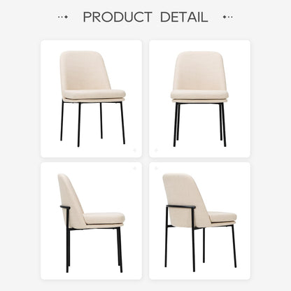 MALOL Dining Chairs Set of 6, Modern Dining Chairs, Fabric Upholstered Dining Chairs, Kitchen Chairs with Curved Back and Metal Legs for Dining Room Kitchen Restaurant, Beige