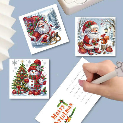 LAKEQUILL 6 PCS Christmas Diamond Art Painting Cards Kit with Envelopes DIY Greeting Card Making Craft for Adults Snowman & Santa Design |Holiday Birthday Gift Idea