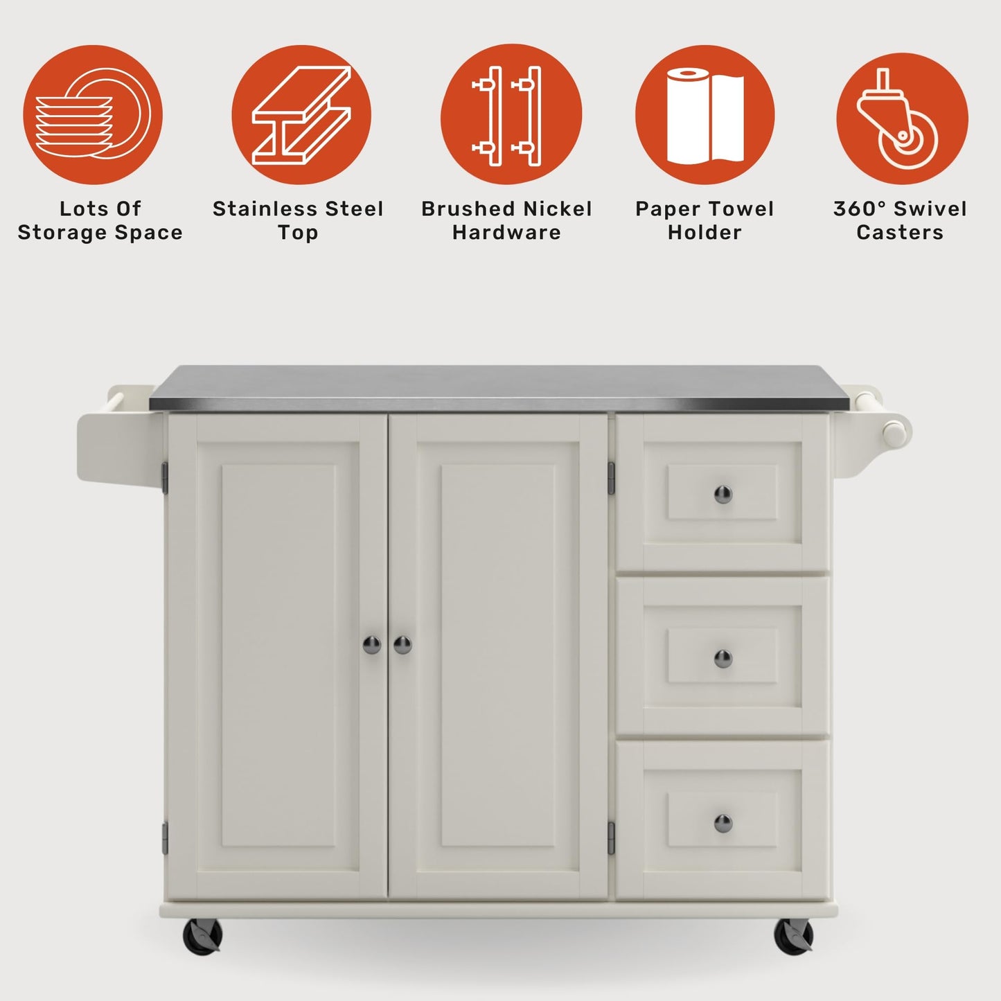 homestyles Dolly Madison Off-White Kitchen Cart
