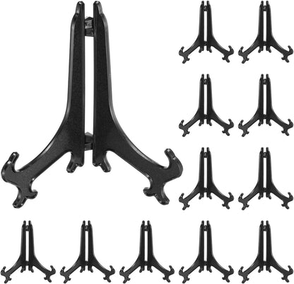 uxcell 12Pcs 7" Acrylic Plate Stands for Display, Easels Stand for Card, Photo Frame Desktop, Black
