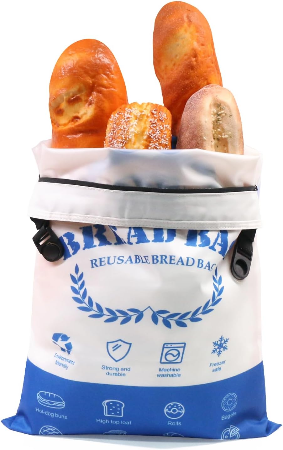 1 Pack 1 Pack) SumDirect Bread Bags for Homemade Breads- Blue Reusable Zipper Bread Bags for Sourdough, Large Freezer