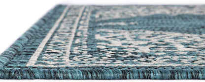 Unique Loom Outdoor Traditional Area Rug - Antique, 2' x 3' 1" Rectangle, Teal/Ivory Collection