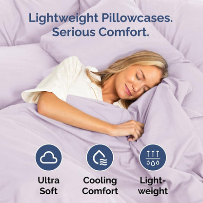 Skiennix Queen Pillow Cases Set of 2 | Ultra Soft Hotel Quality & Wrinkle Free - Light Lavender