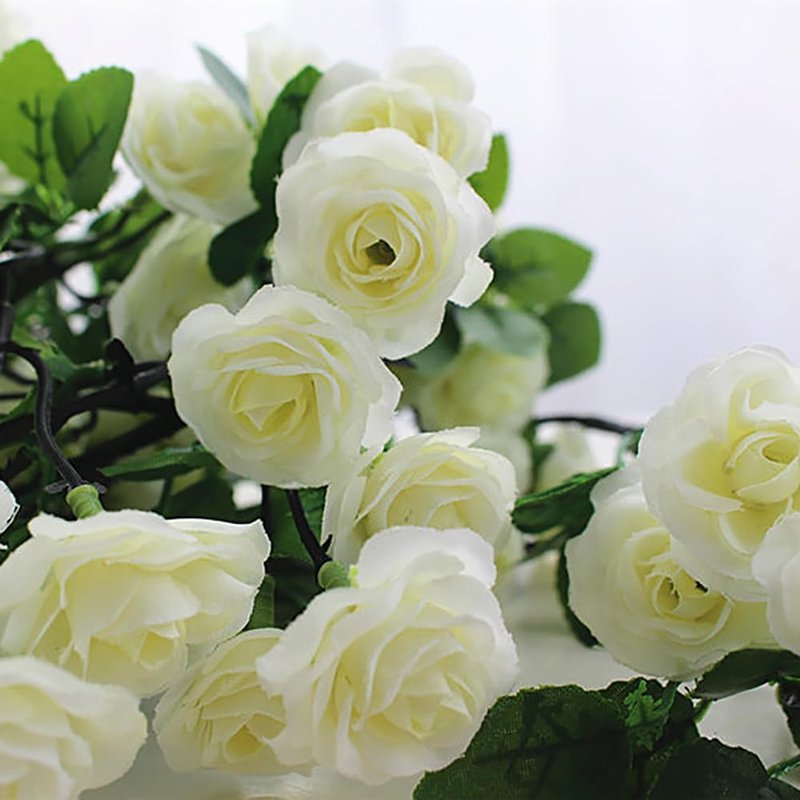 YRIOWMI 10PCS Fake Rose Garland, 7.5Ft Artificial Vines Flowers Hanging Rose Vine for Table Wedding Backdrop Arch Wall Party Mantle Festival Decor (Snowy White)