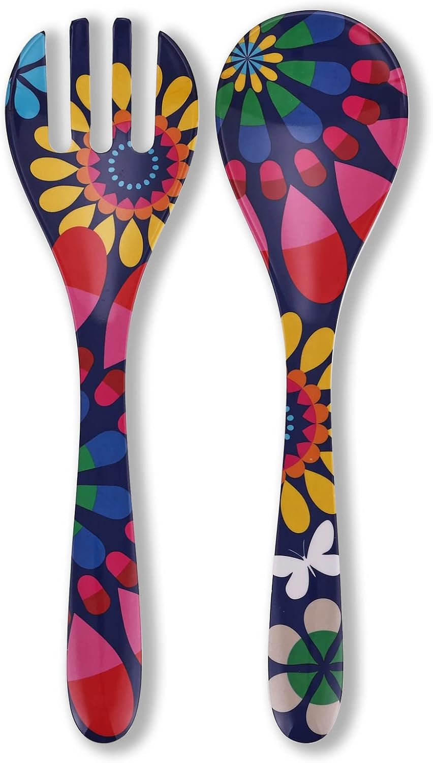 French Bull 2-Piece Salad Server Set, Melamine Dinnerware, 13" for Outdoor, Party, Festival Utensils