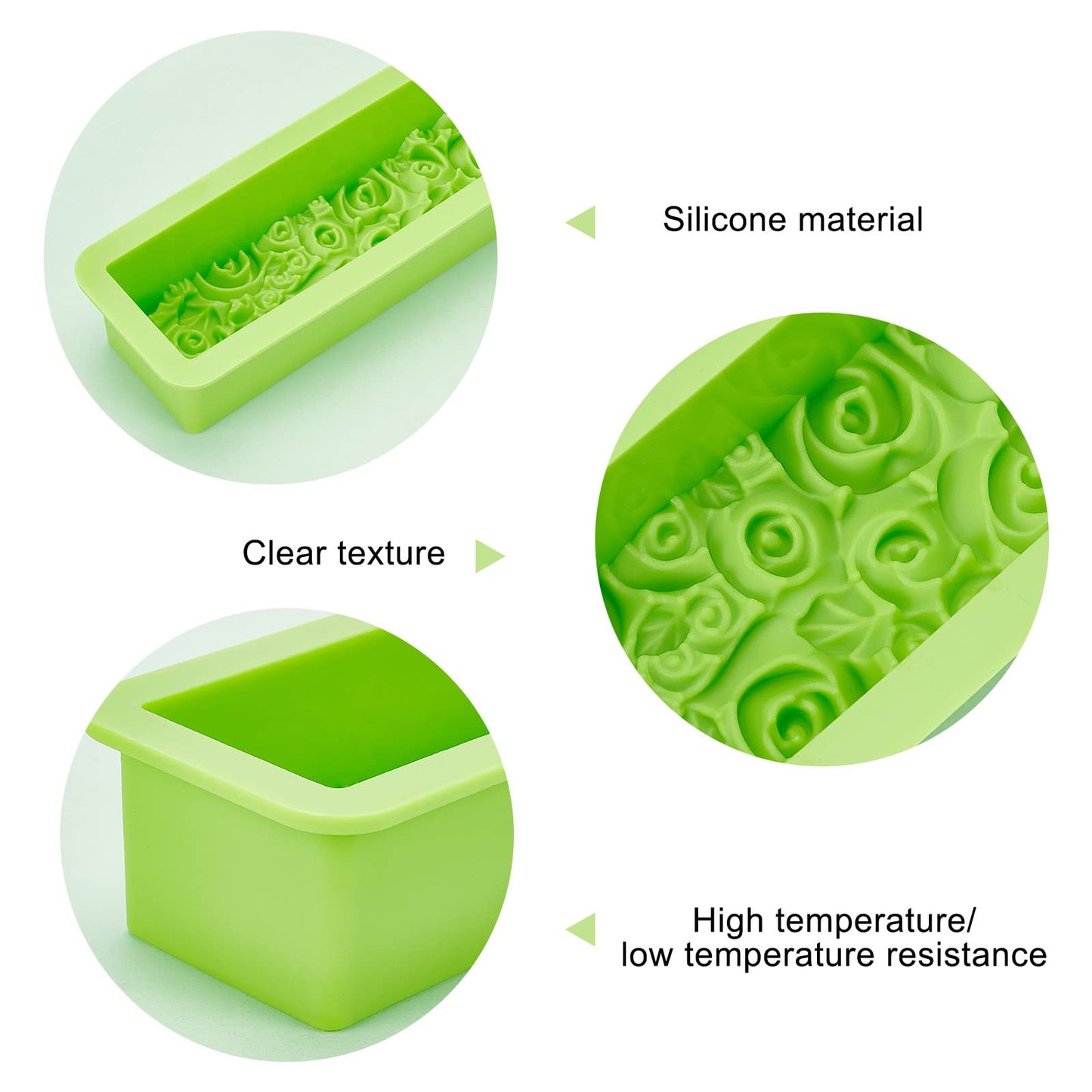 PH PandaHall Rose Loaf Mold, Flower Silicone Mold 3D Embossed Crafts Mold Soap Molds Rectangle Resin Casting Molds for Handmade Craft UV Resin Soap Candle Making, 9.8x3.2x2.1inch 650ml/22oz
