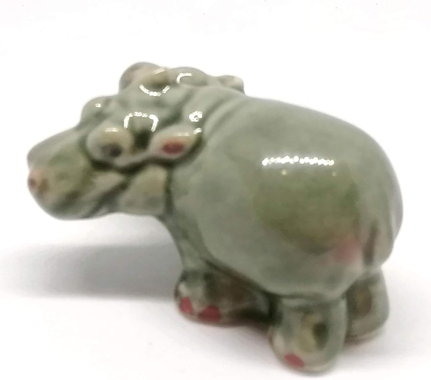 ZOOCRAFT Ceramic Hippo Figurine Mom and Baby, Hand Painted Porcelain Terrarium Garden Decor
