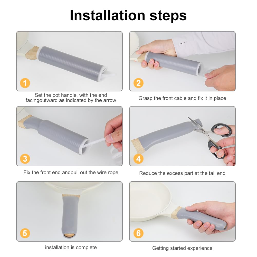 3PCS Pot Handle Heat Insulation Silicon Cover, zxbaers Cast Iron Handle Cover Silicone, Cover Sleeve Pot Silicone Anti-Scald Handle, Grizzly