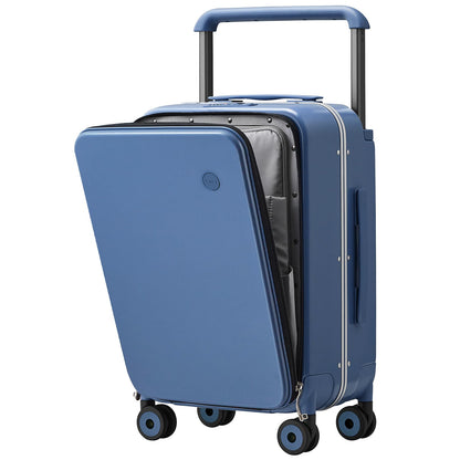 mixi Carry On Luggage Wide Handle Luxury Design Rolling Travel Suitcase PC Hardside with Aluminum Frame Hollow Spinner Wheels, with Cover, 20 inch, Sapphire Blue